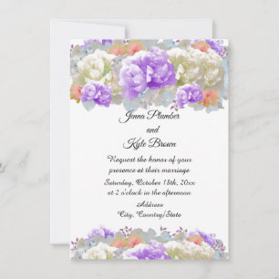 Convite de Casamento Floral Peônias Damasco e Amei
