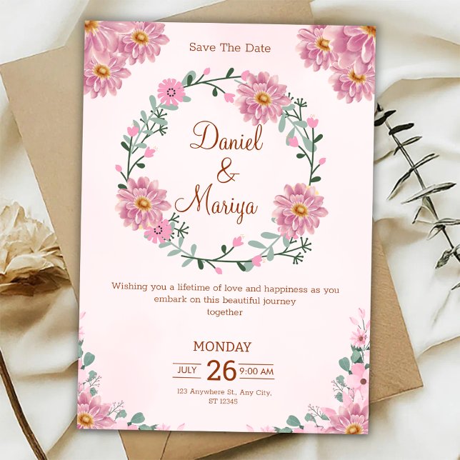 Convite de Casamento Floral Personalizado (Criador carregado)