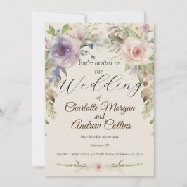 Convite de casamento floral pintado