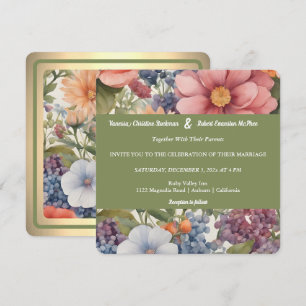Convite de Casamento Floral Pintado à Mão