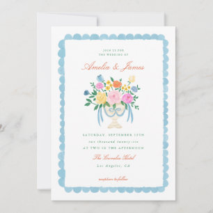 Convite de casamento floral pintado à mão Charme C