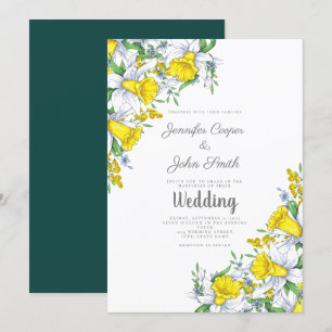 Convite De Casamento Floral Por Aquarela Daffodil