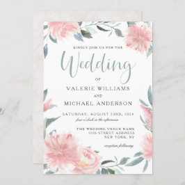 Convite De Casamento Floral Por Aquarela Rosa Sabe