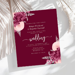 Convite de Casamento Floral Prata com Toque de Bor