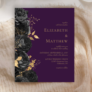 Convite de Casamento Floral Preto Dourado Orçament