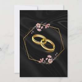 Convite de Casamento Floral Preto e Dourado de Lux