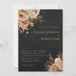 Convite de Casamento Floral Preto Floresta Bruxa