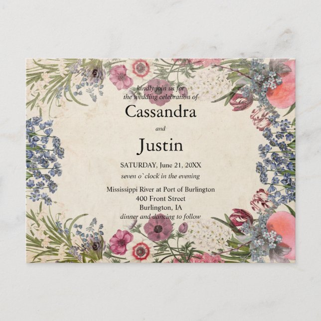 Convite de casamento Floral primavera (Frente)
