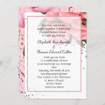 Convite De Casamento Floral Primavera Rosa a Rosa