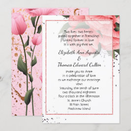 Convite De Casamento Floral Primavera Rosa a Rosa