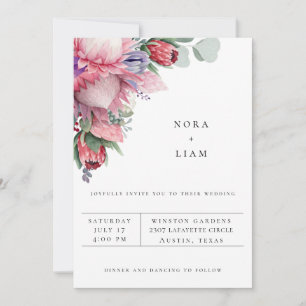 Convite de Casamento Floral Protea Exótica
