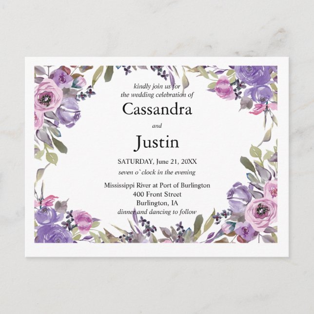 Convite de casamento Floral Puro (Frente)