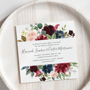 Convite De Casamento Floral Radiante Bloom Quadr