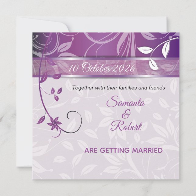 Convite de casamento floral romântico (Frente)