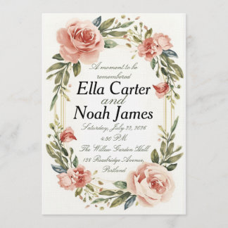 Convite de Casamento Floral Romântico Bege
