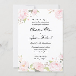 Convite De Casamento Floral Romântico Blush