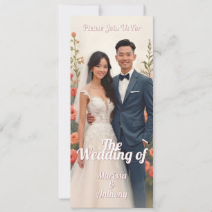 Convite de casamento floral romântico estilo vinta