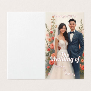 Convite de casamento floral romântico estilo vinta
