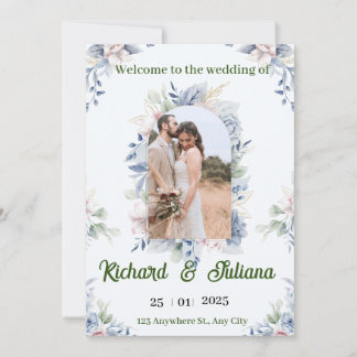 Convite De Casamento Floral Romântico Por Aquarela