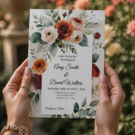 Convite de Casamento Floral Romântico Rosa