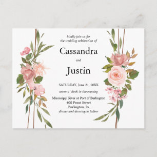 Convite de casamento Floral Rosa