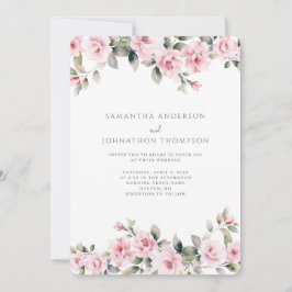 Convite de Casamento Floral Rosa