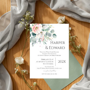 Convite de casamento floral rosa