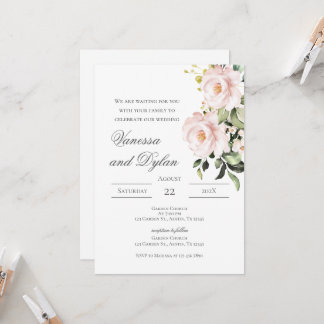 Convite de casamento floral rosa