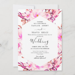 Convite de Casamento Floral Rosa Bege