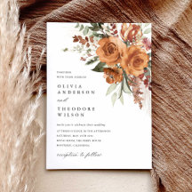 Convite de Casamento Floral Rosa Boho Terracota em