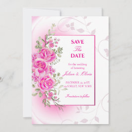 Convite de Casamento Floral Rosa Chic