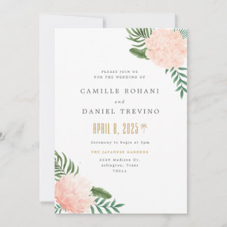 Convite de Casamento Floral Rosa com Elegância