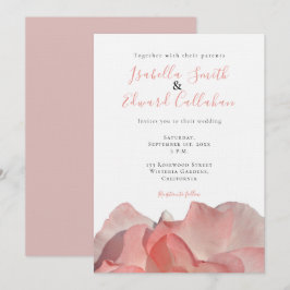 Convite de Casamento Floral Rosa Coral Elegante