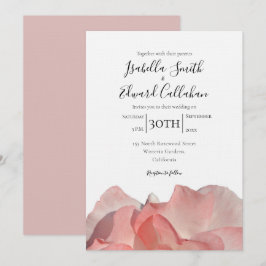 Convite de Casamento Floral Rosa Coral Elegante