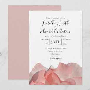 Convite de Casamento Floral Rosa Coral Elegante
