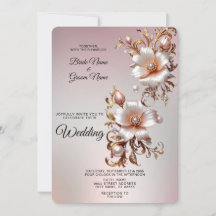 Convite de Casamento Floral Rosa Decorativo