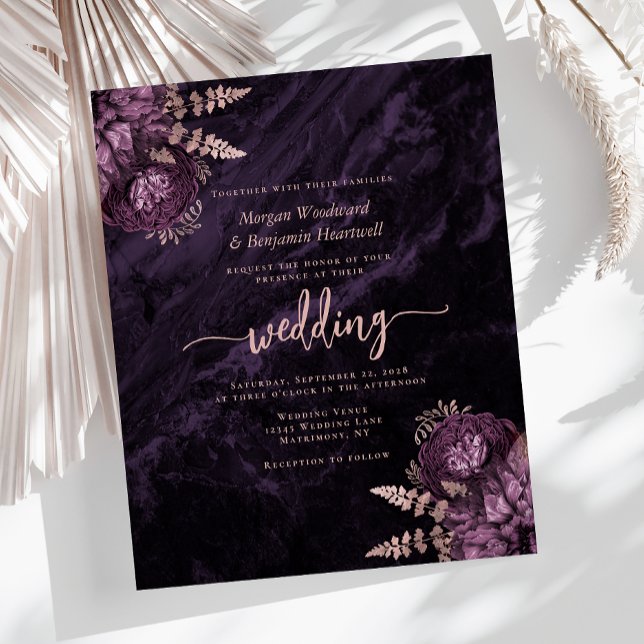 Convite de Casamento Floral Rosa Dourado Lilás Orç (Criador carregado)