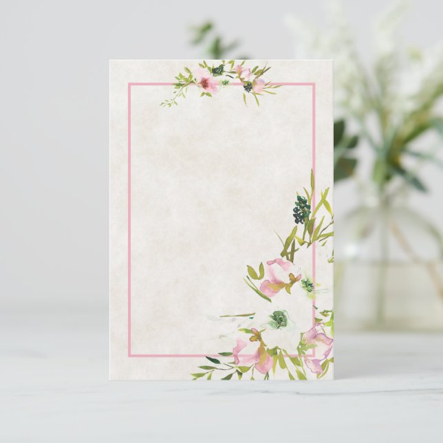 Convite de casamento floral rosa e branco Orçament (Em pé/Frente)