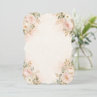 Convite de Casamento Floral Rosa e Marfim Elegante