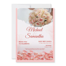 Convite de Casamento Floral Rosa Elegante