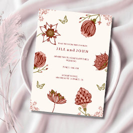Convite de Casamento Floral Rosa Elegante
