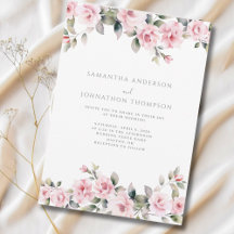 Convite de Casamento Floral Rosa Elegante