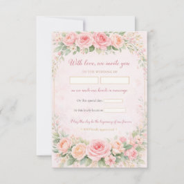 Convite de Casamento Floral Rosa Elegante