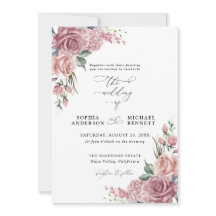 Convite de Casamento Floral Rosa Empoeirado
