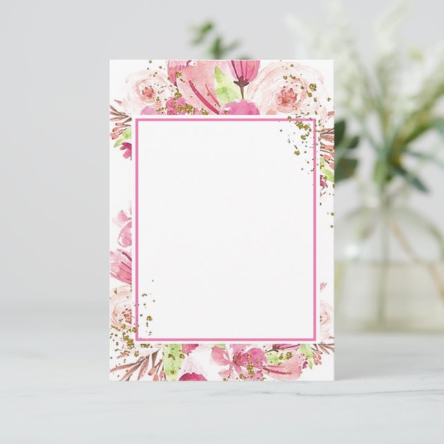 Convite de casamento floral rosa Fantástico orçame (Em pé/Frente)