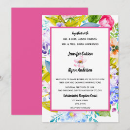 Convite de Casamento Floral Rosa Moderno