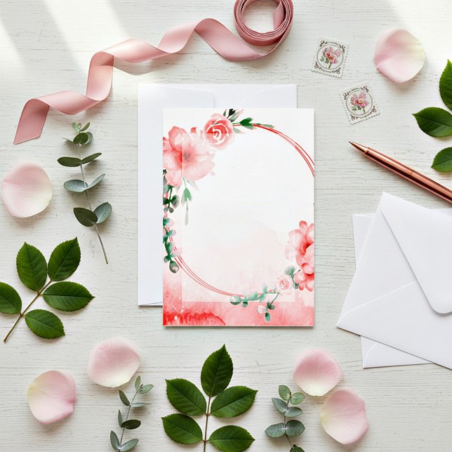 Convite de casamento floral rosa orçamento em bran (Criador carregado)