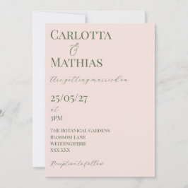 Convite de Casamento Floral Rosa Pálido e Verde Es