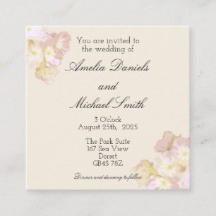 Convite de Casamento Floral Rosa Pastel e Creme