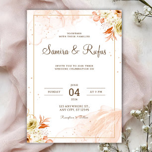 Convite de casamento floral rosa personalizável